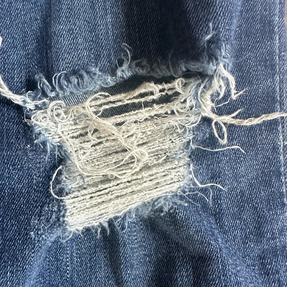 Mumu Blue Distressed Skinny Jeans Raw Hem Jeans Size 24 High Rise - Picture 6 of 7